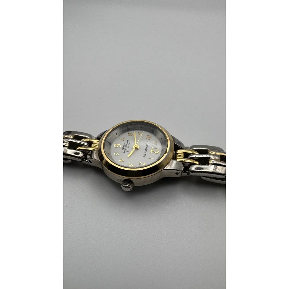 Liz Claiborne Watch Indiglo Ladies Two Tone Gold Silver Night Light Glow Dial